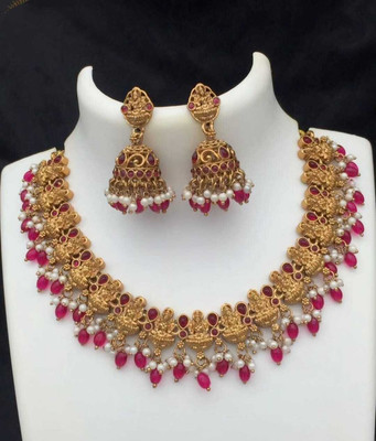 Joyful Alloy Gold-plated Red Jewellery Set(Pack of 1)