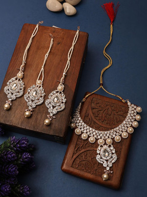 BHANA FASHION Brass Gold-plated White Jewellery Set(Pack of 4)