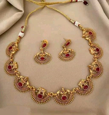 RIENTA JWL Alloy Gold-plated Red Jewellery Set(Pack of 3)