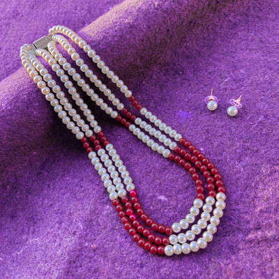 kashvi pearls and jewellers Shell Silver Multicolor Jewellery Set(Pack of 1)