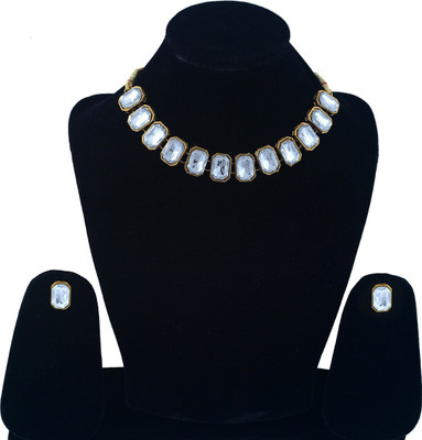 Darsha Collections Crystal, Dori, Alloy Gold-plated White Jewellery Set(Pack of 1)