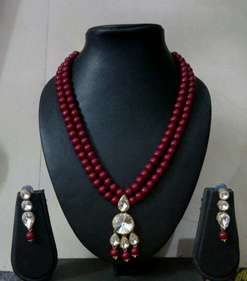 JN Handicraft Alloy Copper Maroon Jewellery Set(Pack of 1)