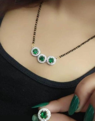 Vitthalesh Alloy Silver Green, White Jewellery Set(Pack of 1)