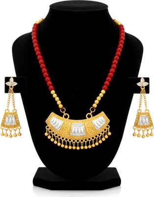 balaji gold Copper Gold-plated Red, Gold Jewellery Set(Pack of 1)