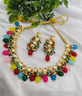 Shaili Craft Brass, Alloy Gold-plated Multicolor Jewellery Set(Pack of 1)
