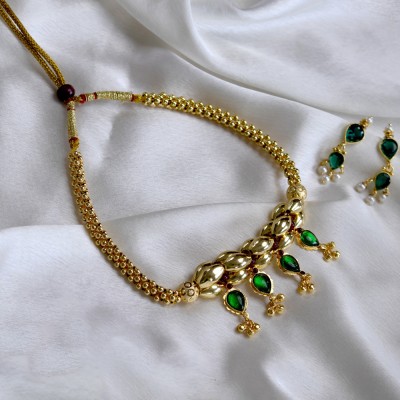 KALAPURI Brass Gold-plated Gold Jewellery Set(Pack of 3)