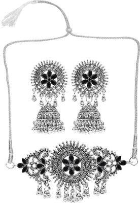 SRK Fashions Alloy Silver Black Jewellery Set(Pack of 1)