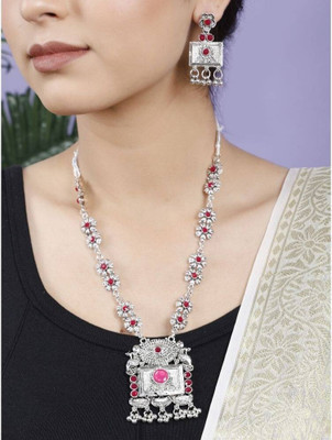 Opus Gems Alloy Maroon, Silver Jewellery Set(Pack of 1)