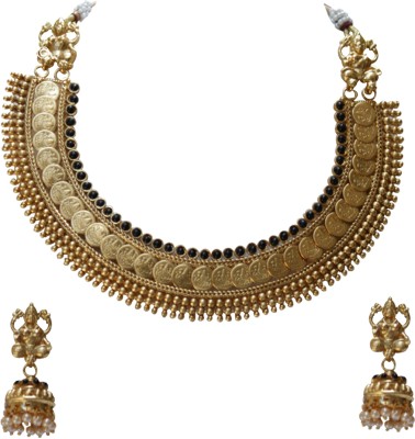 Ethnicking Alloy Gold-plated Black Jewellery Set(Pack of 1)