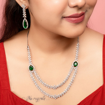 KD JEWELLERS Brass Green Jewellery Set(Pack of 1)