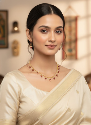 MATA PRASAD Sterling Silver Red Jewellery Set(Pack of 1)