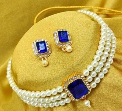 Chikku Brass, Dori, Copper, Alloy Brass, Copper, Gold-plated Blue Jewellery Set(Pack of 2)