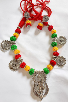 Praanjali'S Collections Fabric, Oxidised Silver, Terracotta Yellow, Green, Red, Silver Jewellery Set(Pack of 1)