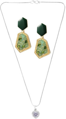 SRK Fashions Stone White, Green Jewellery Set(Pack of 1)