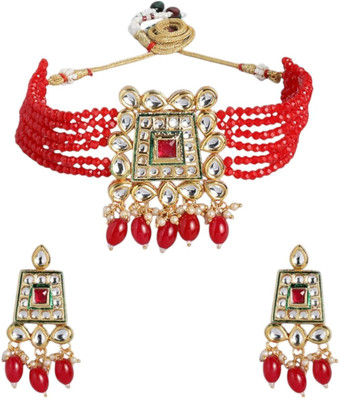 ANOUK Brass Gold-plated Red Jewellery Set(Pack of 1)