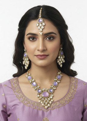 GetBling Alloy Gold-plated Purple Jewellery Set(Pack of 4)