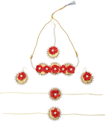 Alampata Fabric Red, Gold Jewellery Set(Pack of 1)