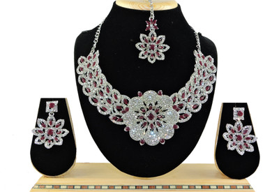 VATSALYA creation Alloy Gold-plated Maroon Jewellery Set(Pack of 1)