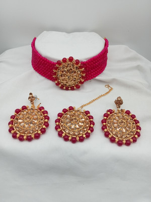 RANUJA PRODUCT Alloy Gold-plated Pink, Gold Jewellery Set(Pack of 1)