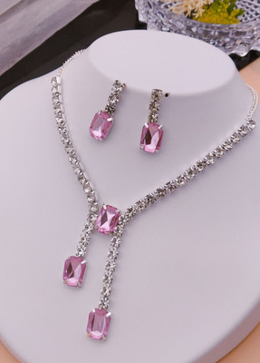 ShringarHouse Stone, Alloy Sterling Silver, Silver Silver, Pink Jewellery Set(Pack of 1)
