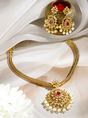 RUBANS Brass Gold-plated Gold Jewellery Set(Pack of 3)