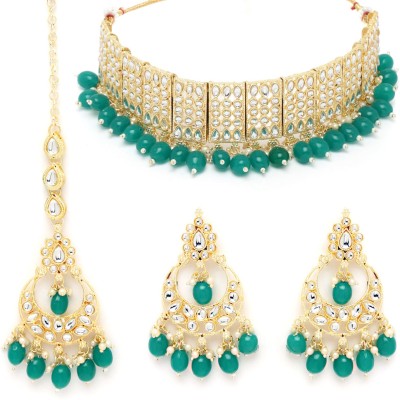 ZENEME Alloy Gold-plated Green, Gold Jewellery Set(Pack of 1)
