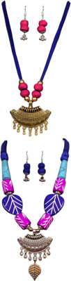 HOUSE OFF COMMON Oxidised Silver Blue, Pink, Gold, Multicolor Jewellery Set(Pack of 2)