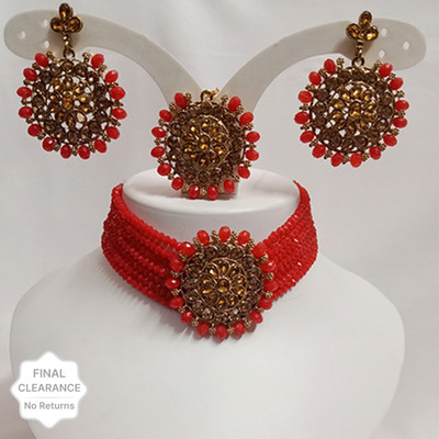 shivay Dori Gold-plated Red Jewellery Set(Pack of 1)