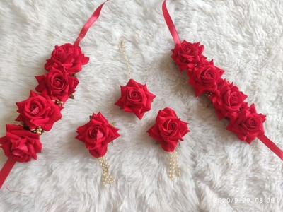 prime shopy Fabric Red Jewellery Set(Pack of 3)