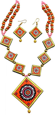 Akibuki Terracotta Orange Jewellery Set(Pack of 1)