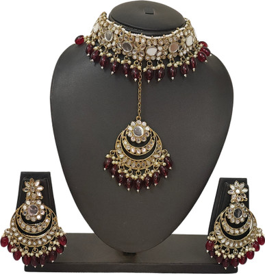 Zarmar fashion Alloy Gold-plated Red Jewellery Set(Pack of 1)