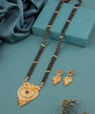 VEMISHTI Brass Gold-plated Gold, Black Jewellery Set(Pack of 1)