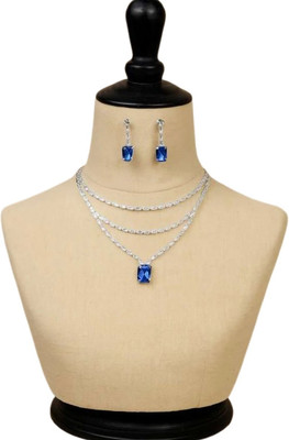 V.V. Sons Alloy Blue, Silver Jewellery Set(Pack of 1)