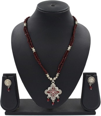 Sandhya Designer Studio Stone Maroon Jewellery Set(Pack of 1)