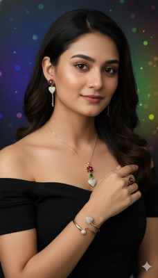 Dazzle Jewel Alloy Silver Ruby Red Jewellery Set(Pack of 1)