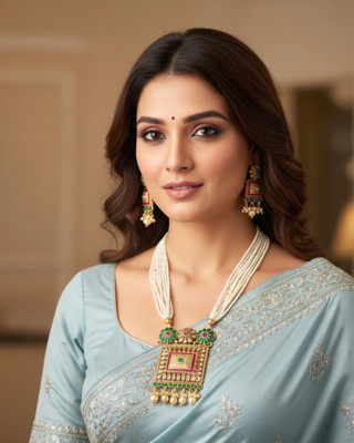 MANSIYAORANGE Brass Gold-plated Multicolor Jewellery Set(Pack of 3)