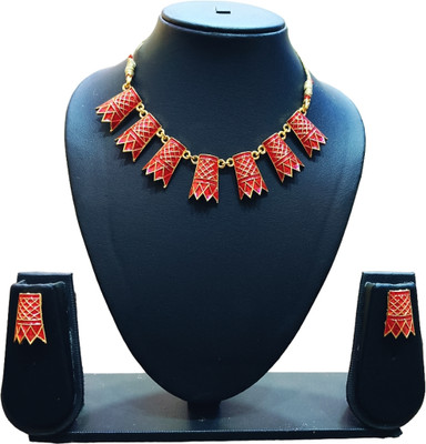 sreya Brass, Copper Gold-plated Red Jewellery Set(Pack of 1)