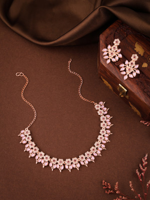 Alasca Brass Gold-plated Rose Gold, Purple Jewellery Set(Pack of 1)