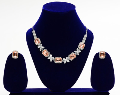 Oryaa Alloy Silver Orange Jewellery Set(Pack of 1)
