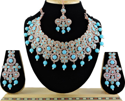 VATSALYA creation Alloy Gold-plated Turquoise Jewellery Set(Pack of 1)