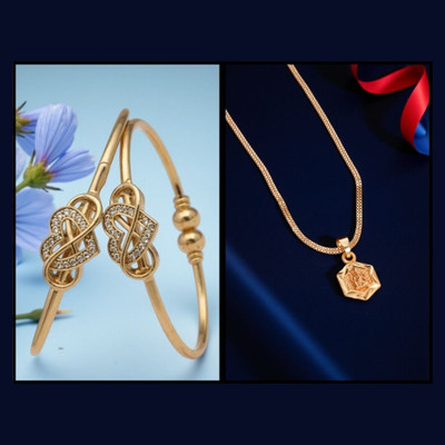 REEWAZIMPERIAL Brass Gold-plated Gold Jewellery Set(Pack of 2)