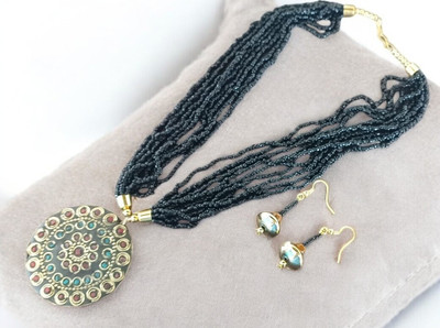 devanya crafts Brass, Alloy Gold-plated Black, Gold Jewellery Set(Pack of 3)