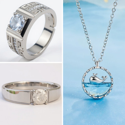 KURMASHOP Stainless Steel Sterling Silver Blue, Silver, White Jewellery Set(Pack of 3)