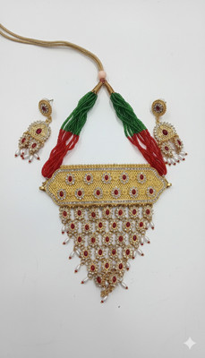 RAVINDER ECOM Brass Green, Gold Jewellery Set(Pack of 1)