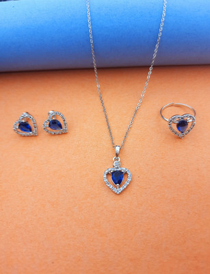 Pihoo Enterprise Alloy Silver Blue Jewellery Set(Pack of 1)