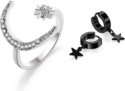 Vipunj Alloy, Stainless Steel Titanium, Sterling Silver Silver, Black Jewellery Set(Pack of 2)