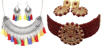 JMBW INTERNATIONAL Alloy Multicolor, Maroon Jewellery Set(Pack of 2)