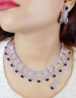 Joyfullkollection Alloy Silver White, Blue Jewellery Set(Pack of 1)