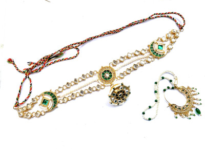 NIKYANKA Brass Gold-plated Green Jewellery Set(Pack of 1)