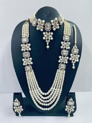 vaishnavi imitation Alloy Gold-plated White Jewellery Set(Pack of 1)